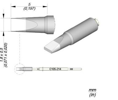 Cartridge Chisel 1.8 x 0.5 S1 Nano Soldering Tip