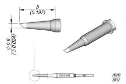 Cartridge Bevel dia.  0.6 Nano Soldering Tip
