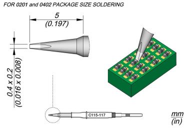 Cartridge Chisel 0.4 x 0.2 Nano Soldering Tip