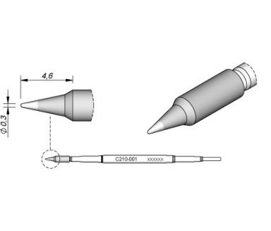 Cartridge Conical dia. � 0.3 S2 T210 Soldering Tip