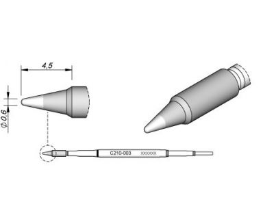 Cartridge Conical dia.  0.6 T210 Soldering Tip