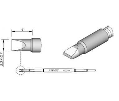 Cartridge Chisel 2.3 x 0.7 T210 Soldering Tip