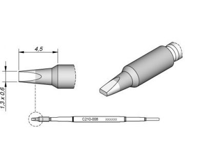 Cartridge Chisel 1.3 x 0.6 T210 Soldering Tip
