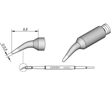 Cartridge Bent dia.  0.5 T210 Soldering Tip