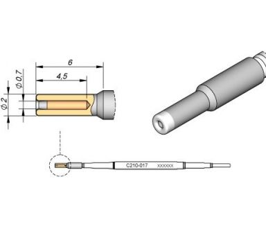 Cartridge Pin dia. � 0.7 T210 Soldering Tip