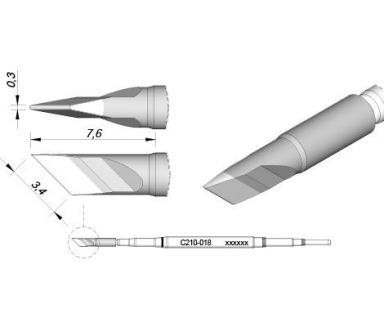 Cartridge Knife 3.4 x 0.3 T210 Soldering Tip