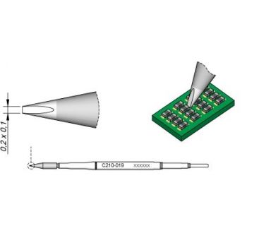 Cartridge Chisel 0.2 x 0.1 T210 Soldering Tip