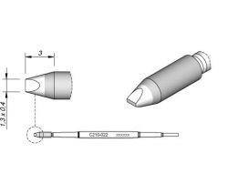 Cartridge Chisel 1.3 x 0.4 T210 Soldering Tip