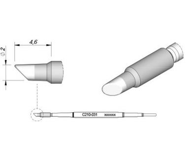 Cartridge Bevel dia.  2 T210 Soldering Tip