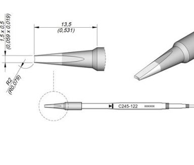 Cartridge Pin/Connect. 1.5 x 0.5 T245 Soldering Tip