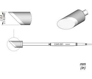 Cartridge Bevel dia. � 8.8 T245 Soldering Tip