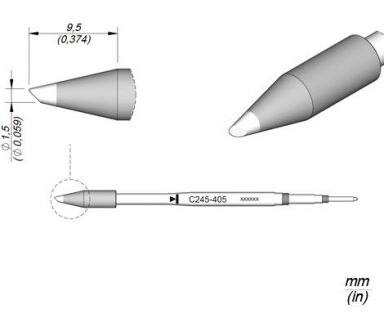Cartridge Bevel dia. � 1.5 HT T245 Soldering Tip