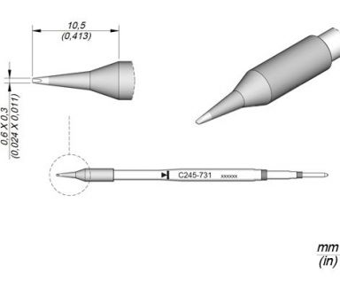 Cartridge Chisel 0.6 x 0.3 T245 Soldering Tip