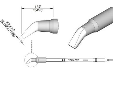 Cartridge Bent 3.2 x 1.5 T245 Soldering Tip