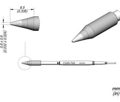 Cartridge Chisel 0.8 x 0.6 HT T245 Soldering Tip
