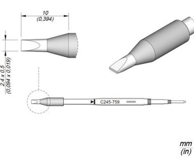 Cartridge Chisel 2.4 x 0.5 HT T245 Soldering Tip