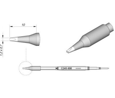Cartridge Chisel 1.2 x 0.7 T245 Soldering Tip