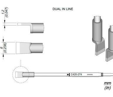 Cartridge Dual in Line 6.0 HT420 Thermal Tweezer Tip