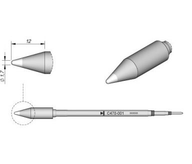 Cartridge Conical dia.  1.7 T470 Heavy Duty Iron Tip