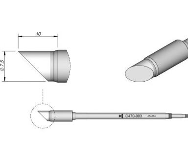 Cartridge Bevel dia. � 7.5 T470 Heavy Duty Iron Tip