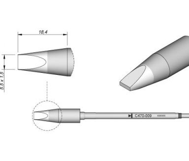Cartridge Chisel 5.5 x 1.5 T470 Heavy Duty Iron Tip