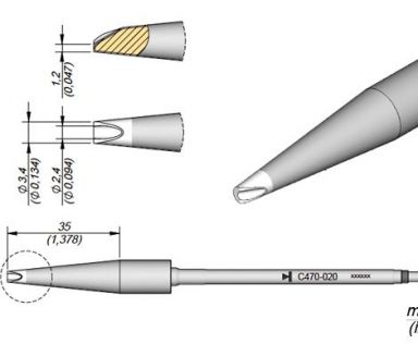 Cartridge Pin dia. � 2.4 T470 Heavy Duty Iron Tip