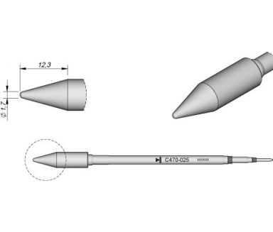 Cartridge for Plastics dia.  1.7 T470 Heavy Duty Iron Tip