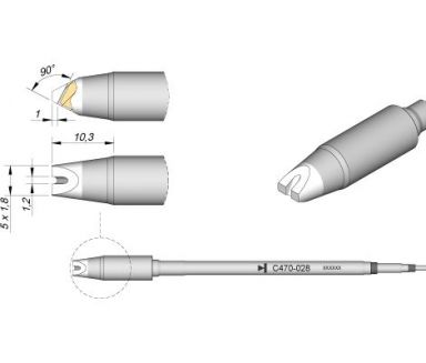 Cartridge Pin/Connector dia. � 1.2 T470 Heavy Duty Iron Tip
