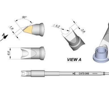 Cartridge Pin/Connector dia. � 5.2 T470 Heavy Duty Iron Tip