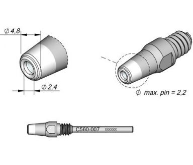 Desoldering Tip dia.  2.4 DR560 Desoldering Iron Tip