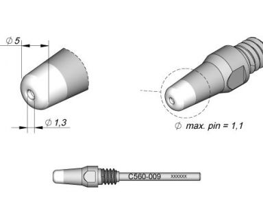 Desoldering Tip dia. � 1.3 X dia. 5 DR560 Desoldering Iron Tip
