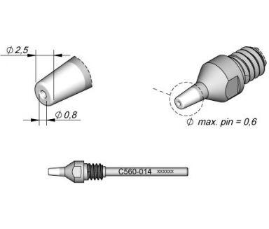 Desoldering Tip dia. � 0.8 DR560 Desoldering Iron Tip
