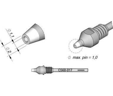 Desoldering Tip dia. � 1.1 DR560 Desoldering Iron Tip