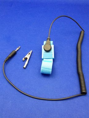 Wrist Strap - Adjustable Elastic Fabric, Blue, 6'Cord