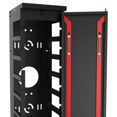 44U Heavy-Duty Vertical Fingered Rack Cable Manager with Door 8" wide