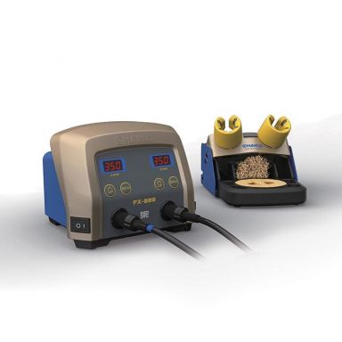 Dual Port Soldering Station w/ Iron Holder, FX-889, GLD