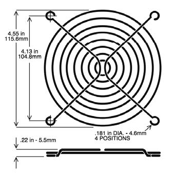 FAN GUARD 120mm, Black finish Steel Wire Guard