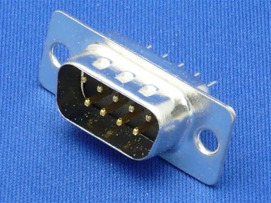 Connector.  D-Sub 9 pin plug PC mount