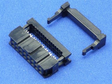 Connector IDC.  Female flat cable with strain relief.  16 position