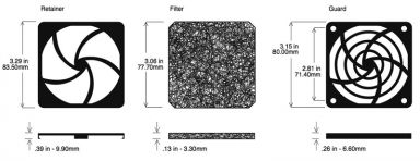 FAN FILTER 80MM 45PPI MEDIA