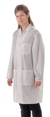 Traditional Lab Coat, OFX-100 fabric, knee-length coat, White, 3pockets