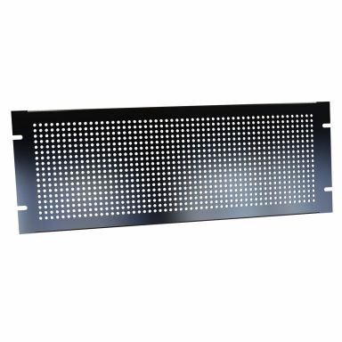 4U perforated steel rack panel, finished in black smooth powder paint
