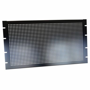 6U perforated steel rack panel, finished in black smooth powder paint