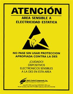 ESD Warning Posters, 17 in. x 22 in., Spanish, 5/Box