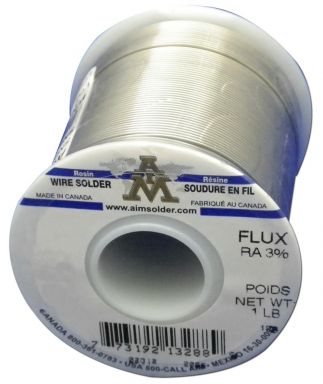 AIM Solder SN63/37 .010" 3% RA Flux, Wire Solder 1/2 lb Spool