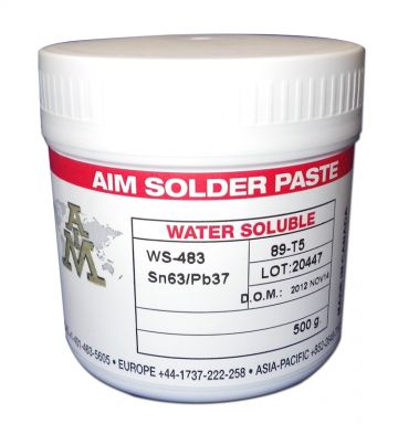 AIM Solder SN63/37 Water Soluble WS483 Flux Solder Paste, Type 4, 88.5%, 500 Gram Jar