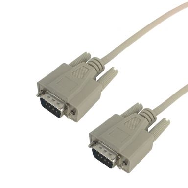 DB9 Male to DB9 Male Serial Cable - Straight-Through -25 ft - Beige
