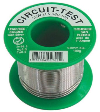 SRW-LFS-080-100 - Lead Free Silver Solder - 0.8mm, 100g Roll