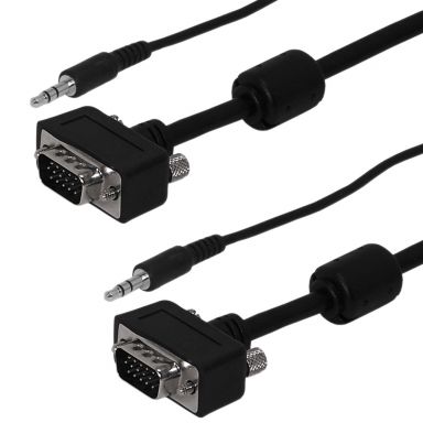 Premium Ultra-Thin LCD SVGA +3.5 mm Audio Cable HD15 Male to Male CL2/ FT4 Rated - 3 ft