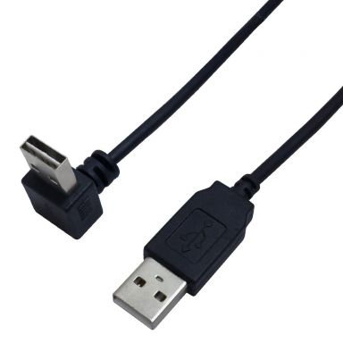 USB 2.0 A Straight Male to A Up/Down Angle Male Cable -1 ft - Black